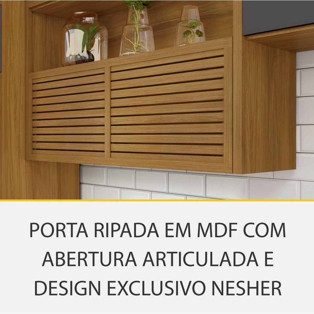 Cozinha 3 Peças Ripado Torre Quente Princesa 100% Mdf Nesher - 2