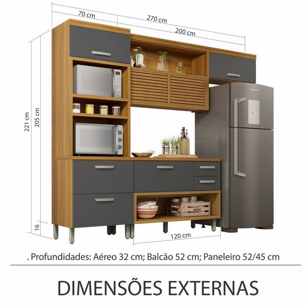 Cozinha 3 Peças Ripado Torre Quente Princesa 100% Mdf Nesher - 9