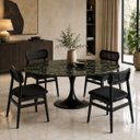 Ver imagem 4 de Mesa de Jantar Saarinen Oval 244x137 cm Tampo Mármore Verde Guatemala Base Laca Preta