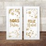 Dupla de Quadros Decorativos Dourado Frases Natal - 3