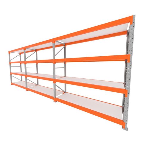 Mini Porta Pallet 200 Kg por Nivel Inicial +2 Continuação com 4 Niveis Laranja com Mdf Branco