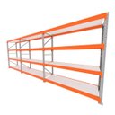 Ver imagem 1 de Mini Porta Pallet 200 Kg por Nivel Inicial +2 Continuação com 4 Niveis Laranja com Mdf Branco