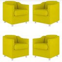 Ver imagem 1 de Kit 4 Poltronas Decorativa Reforçada Recepção Clinica Salão Suede Amarelo