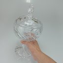 Ver mais imagens de Potiche Decorativo de Cristal Transparente 27x15x15cm Tampa Enfeite Sala Mesa
