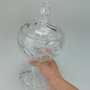 Ver imagem 6 de Potiche Decorativo de Cristal Transparente 27x15x15cm Tampa Enfeite Sala Mesa