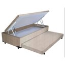 Ver imagem 1 de Cama Box Baú Auxiliar Solteiro Suede Espuma 8cm 88x188x45 Bege