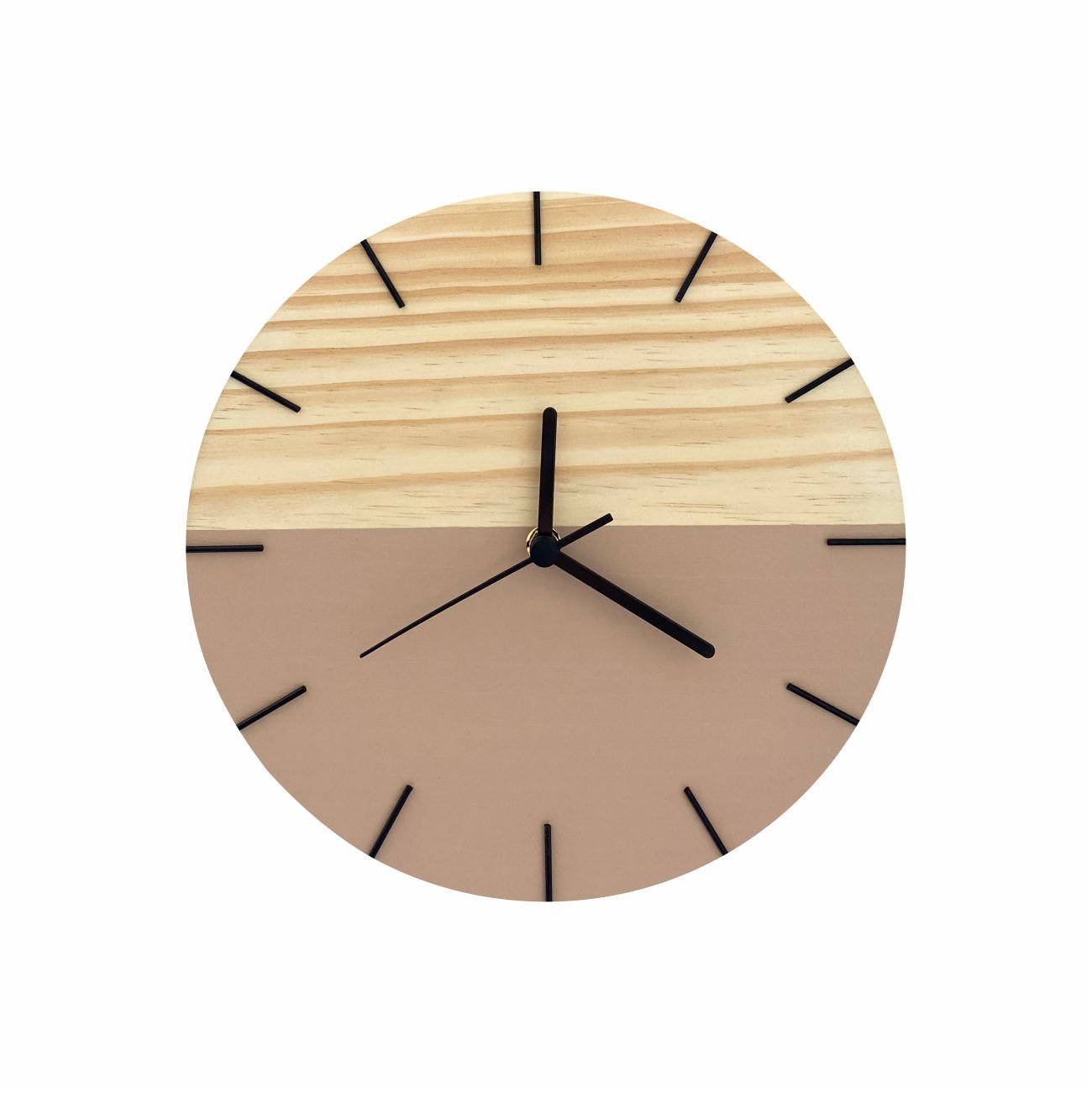Relógio de Parede em Madeira Minimalista Avelã 28cm - 1