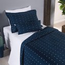 Ver imagem 2 de Cobre Leito Solteiro Urbany Bordado Hipercal 400 Fios 4 Peças - Azul Marinho