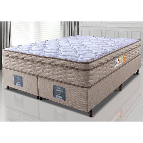 Cama Box Queen Colchão Ortofirm + Box 158x198x67 One Face Espuma D33 Dourado