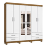 Guarda-roupa Casal Hércules 6 Portas com Espelho e Pé Freijó/Branco Larg. 1.77m - 1