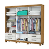 Guarda-roupa Casal Hércules 6 Portas com Espelho e Pé Freijó/Branco Larg. 1.77m - 2