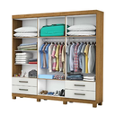 Ver imagem 2 de Guarda-roupa Casal Hércules 6 Portas com Espelho e Pé Freijó/Branco Larg. 1.77m