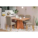 Ver imagem 1 de Conjunto: Mesa Sala Jantar Maitê Tampo Madeirado 130x80cm e 4 Cadeiras Clarice Cinamomo - Carvalho/