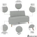 Ver imagem 3 de Sofá 2 Lugares para Sala Living 160cm Pés Palito Tamar K04 Bouclê Cinza - Mpozenato