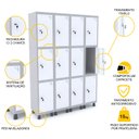 Ver imagem 3 de ROUPEIRO DE AÇO 4M 12 PORTAS FECHADURA PANDIN - CINZA/BRANCO