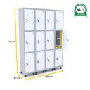 Ver imagem 2 de ROUPEIRO DE AÇO 4M 12 PORTAS FECHADURA PANDIN - CINZA/BRANCO