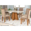 Ver imagem 1 de Conjunto: Mesa de Cozinha Patricia C/ Tampo Madeirado C/ Vidro Canto Reto 160x80cm e 6 Cadeiras Taí