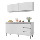 Ver imagem 1 de Kit de Cozinha Andréia Balcão 150cm Branco com Tampo Mdp e Aéreo - Ajl Móveis