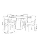 Ver imagem 3 de Conjunto Mesa de Jantar e 4 Cadeiras Estofadas com Tampo MDF e Vidro Jade 120x80cm Off White/Canela/Cinza