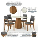 Ver imagem 4 de Conjunto Mesa de Jantar e 4 Cadeiras Estofadas com Tampo MDF e Vidro Jade 120x80cm Off White/Canela/Cinza