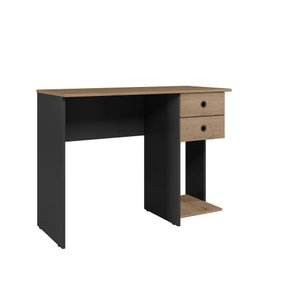 Mesa Escrivaninha 2 Gavetas Qmovi - Palladium:preto/carvalho