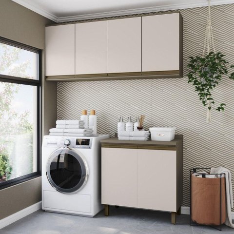 Lavanderia Modulada Connect 6 Portas 4 Prateleiras MDF 160cm Duna-Cristal