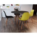Ver imagem 1 de Mesa de Jantar com 4 Cadeiras 2 Pretas e 2 Brancas Eames 90cm Tampo Preto Base Madeira - Up Home