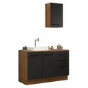 Ver imagem 2 de Conjunto Gabinete para Banheiro 120cm 3 Portas 3 Gavetas Rustic/Preto Agata Madesa 01