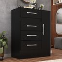 Ver imagem 1 de Cômoda Sapateira Grande Duquesa 4 Gavetas 1 Porta Preto