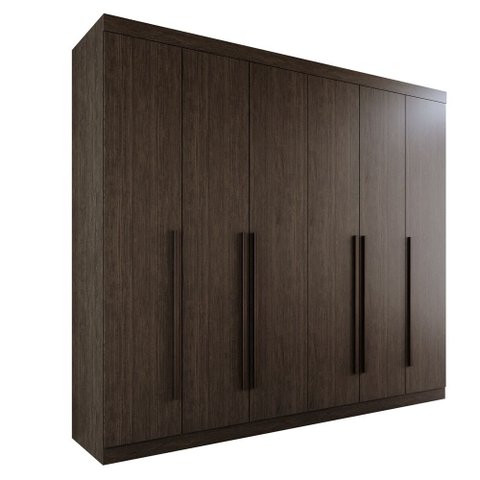 Guarda Roupa de Casal com 6 Portas de Bater 6 Gavetas 8 Prateleiras em Chapa de 15mm MDP Pintura UV