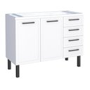 Ver imagem 1 de Gabinete / Balcão de Cozinha Ju em Aço para Pia de 1.20m 4 Gavetas e 2 Portas Cor Branco Cmax