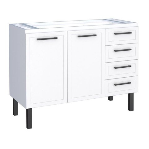 Gabinete / Balcão de Cozinha Ju em Aço para Pia de 1.20m 4 Gavetas e 2 Portas Cor Branco Cmax