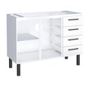 Ver imagem 2 de Gabinete / Balcão de Cozinha Ju em Aço para Pia de 1.20m 4 Gavetas e 2 Portas Cor Branco Cmax