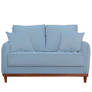 Sofa Sena 3 Lugares Base de Madeira para Sala Hotel Linho Creme