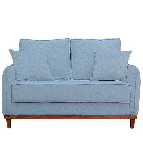 Sofa Sena 3 Lugares Base de Madeira para Sala Hotel Linho Creme