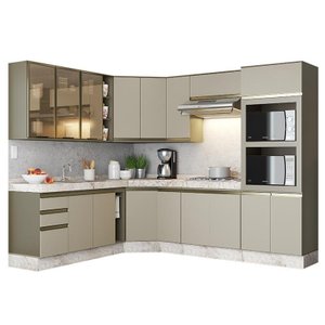 Cozinha Completa Canto Oblíquo 11 Peças Connect Duna/cristal - Móveis Henn