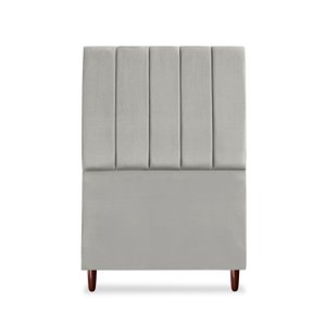Cabeceira Estofada Solteiro Carla 90 Cm Suede Cinza-claro com Frames
