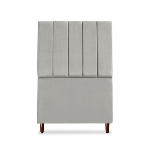 Cabeceira Estofada Solteiro Carla 90 Cm Suede Cinza-claro com Frames