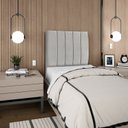 Ver imagem 3 de Cabeceira Estofada Solteiro Carla 90 Cm Suede Cinza-claro com Frames