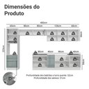 Ver imagem 3 de Armário de Cozinha Completa 400 cm Branco/Cinza Lux Madesa 02