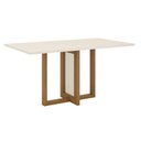 Ver imagem 1 de Mesa de Jantar Natalí 160 Cm Canto Reto com Vidro Nature Off White - Henn