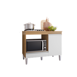 Balcão Cozinha para Cooktop e Forno Microondas Carla Amendoa Branco Ajl - 2