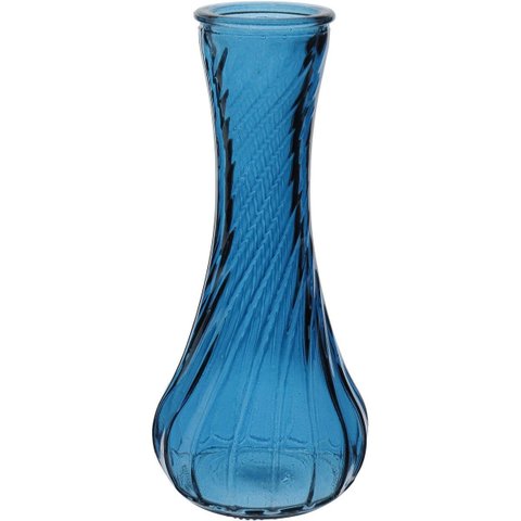 Vaso Garrafa Decorativo de Vidro Azul 15x7x7cm Enfeite Sala Mesa Estante Flores