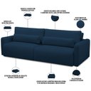 Ver imagem 4 de Sofá Retrátil Reclinável para Sala de Estar Living 210cm Sevilha F04 Veludo Azul - Lyam Decor