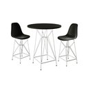 Ver imagem 1 de Jogo Mesa Bistrô Eames Preta 60Cm 2 Banquetas Preta Base Ferro Branco - Cor: Preto