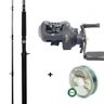 Carretilha M21 Slim Black Esquerda + Vara Marlin 2,70m 40-60lbs 2 Partes + Linha Mono - Kit - 3