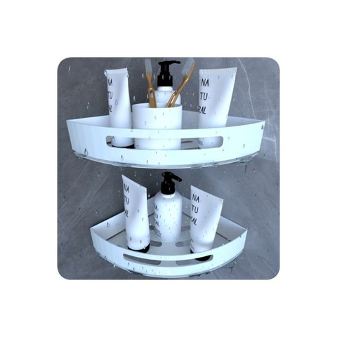 Kit 2 Suportes Porta Shampoo de Banheiro de Canto Branco Fs