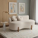 Ver imagem 3 de Sofá Decorativo Curvo Orgânico Living Veludo Marfim - Montanaris Decor