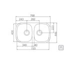 Ver imagem 2 de Cuba de Embutir Dupla Tramontina Isis Acetinada 2c 34 Bl Aço Inox 72x40cm (77x45cm) Aço Inox