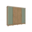 Ver imagem 1 de Guarda Roupa Casal 4 Portas de Correr e 4 Gavetas C/ Pés Cb03n565 Nogueira/macadamia/verde Oliva -